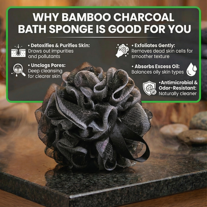 4-Pack Bamboo Charcoal Bath Sponge