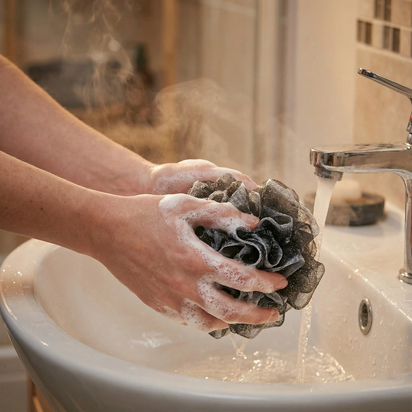 4-Pack Bamboo Charcoal Bath Sponge